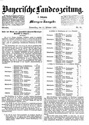 Bayerische Landeszeitung. Morgen-Ausgabe (Bayerische Landeszeitung) Donnerstag 11. Februar 1869