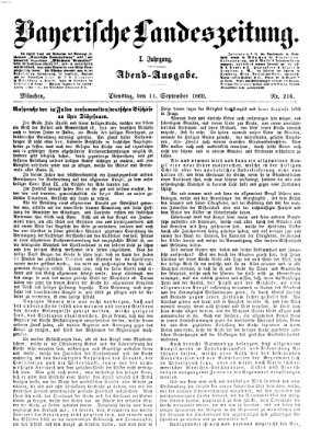 Bayerische Landeszeitung. Morgen-Ausgabe (Bayerische Landeszeitung) Dienstag 14. September 1869