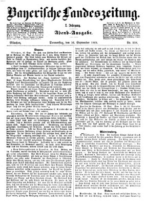 Bayerische Landeszeitung. Morgen-Ausgabe (Bayerische Landeszeitung) Donnerstag 16. September 1869