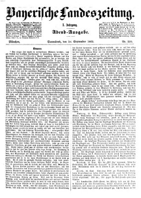 Bayerische Landeszeitung. Morgen-Ausgabe (Bayerische Landeszeitung) Samstag 18. September 1869