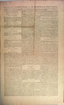 Gazette nationale, ou le moniteur universel (Le moniteur universel) Sonntag 2. Januar 1791