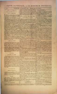 Gazette nationale, ou le moniteur universel (Le moniteur universel) Freitag 14. Januar 1791