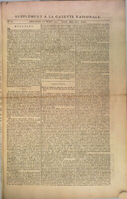 Gazette nationale, ou le moniteur universel (Le moniteur universel) Mittwoch 23. März 1791