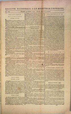 Gazette nationale, ou le moniteur universel (Le moniteur universel) Dienstag 19. April 1791