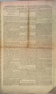 Gazette nationale, ou le moniteur universel (Le moniteur universel) Donnerstag 2. Juni 1791