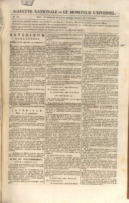 Gazette nationale, ou le moniteur universel (Le moniteur universel) Sonntag 5. Oktober 1800