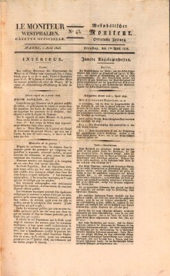 Le Moniteur westphalien = Westphälischer Moniteur (Le Moniteur westphalien) Dienstag 5. April 1808