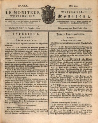 Le Moniteur westphalien = Westphälischer Moniteur (Le Moniteur westphalien) Mittwoch 3. Oktober 1810