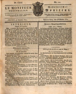 Le Moniteur westphalien = Westphälischer Moniteur (Le Moniteur westphalien) Donnerstag 4. Oktober 1810