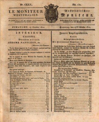 Le Moniteur westphalien = Westphälischer Moniteur (Le Moniteur westphalien) Sonntag 14. Oktober 1810