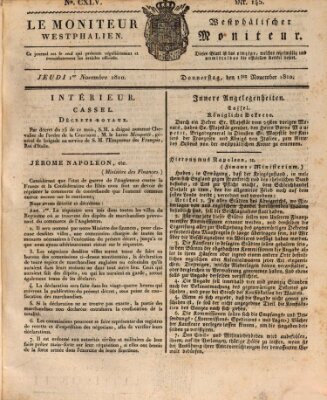 Le Moniteur westphalien = Westphälischer Moniteur (Le Moniteur westphalien) Donnerstag 1. November 1810