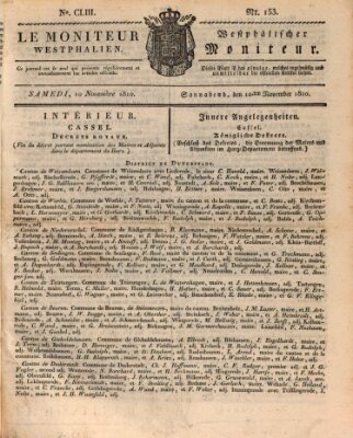 Le Moniteur westphalien = Westphälischer Moniteur (Le Moniteur westphalien) Samstag 10. November 1810