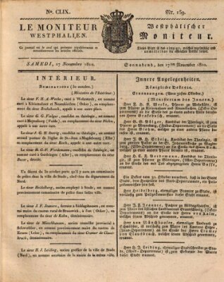 Le Moniteur westphalien = Westphälischer Moniteur (Le Moniteur westphalien) Samstag 17. November 1810