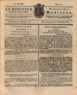 Le Moniteur westphalien = Westphälischer Moniteur (Le Moniteur westphalien) Samstag 1. Dezember 1810