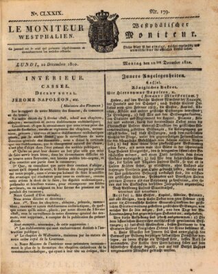 Le Moniteur westphalien = Westphälischer Moniteur (Le Moniteur westphalien) Montag 10. Dezember 1810