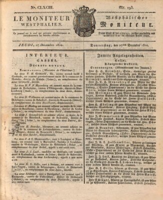 Le Moniteur westphalien = Westphälischer Moniteur (Le Moniteur westphalien) Donnerstag 27. Dezember 1810