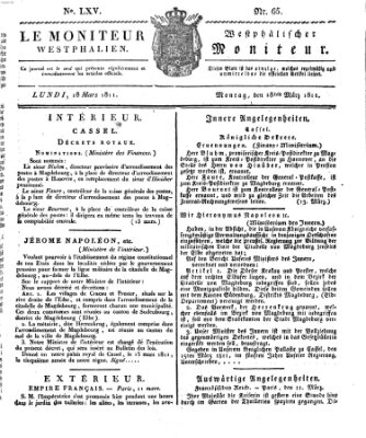 Le Moniteur westphalien = Westphälischer Moniteur (Le Moniteur westphalien) Montag 18. März 1811