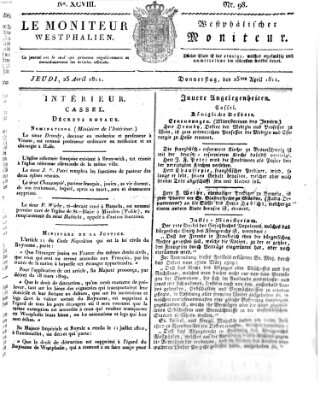 Le Moniteur westphalien = Westphälischer Moniteur (Le Moniteur westphalien) Donnerstag 25. April 1811