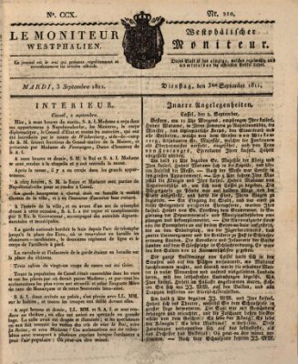 Le Moniteur westphalien = Westphälischer Moniteur (Le Moniteur westphalien) Dienstag 3. September 1811