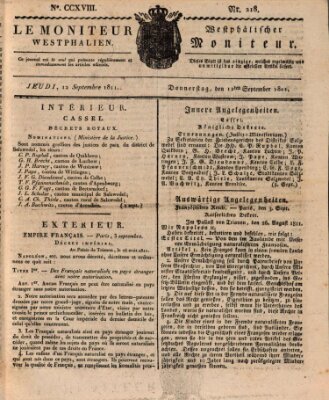 Le Moniteur westphalien = Westphälischer Moniteur (Le Moniteur westphalien) Donnerstag 12. September 1811