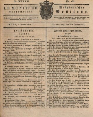 Le Moniteur westphalien = Westphälischer Moniteur (Le Moniteur westphalien) Donnerstag 3. Oktober 1811