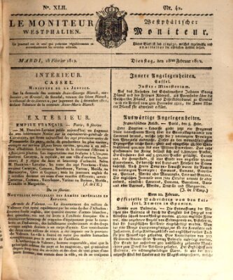 Le Moniteur westphalien = Westphälischer Moniteur (Le Moniteur westphalien) Dienstag 18. Februar 1812