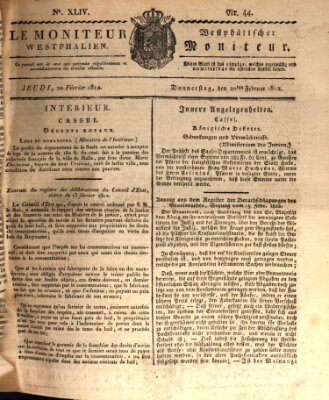 Le Moniteur westphalien = Westphälischer Moniteur (Le Moniteur westphalien) Donnerstag 20. Februar 1812