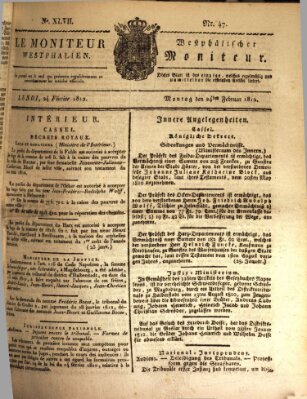 Le Moniteur westphalien = Westphälischer Moniteur (Le Moniteur westphalien) Montag 24. Februar 1812