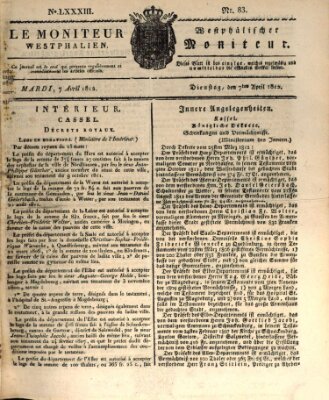 Le Moniteur westphalien = Westphälischer Moniteur (Le Moniteur westphalien) Dienstag 7. April 1812