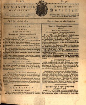 Le Moniteur westphalien = Westphälischer Moniteur (Le Moniteur westphalien) Donnerstag 16. April 1812