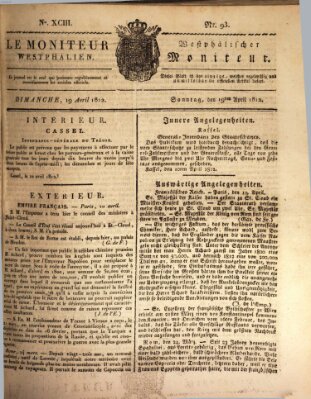 Le Moniteur westphalien = Westphälischer Moniteur (Le Moniteur westphalien) Sonntag 19. April 1812