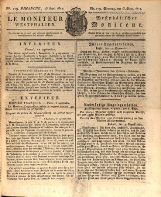 Le Moniteur westphalien = Westphälischer Moniteur (Le Moniteur westphalien) Sonntag 13. September 1812