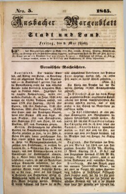 Ansbacher Morgenblatt für Stadt und Land (Ansbacher Morgenblatt) Freitag 9. Mai 1845