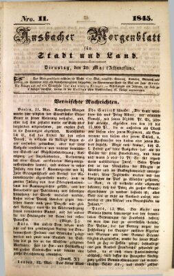 Ansbacher Morgenblatt für Stadt und Land (Ansbacher Morgenblatt) Dienstag 20. Mai 1845