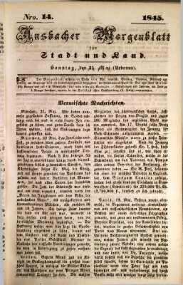 Ansbacher Morgenblatt für Stadt und Land (Ansbacher Morgenblatt) Sonntag 25. Mai 1845