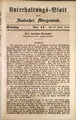 Ansbacher Morgenblatt für Stadt und Land (Ansbacher Morgenblatt) Sonntag 27. Juli 1845