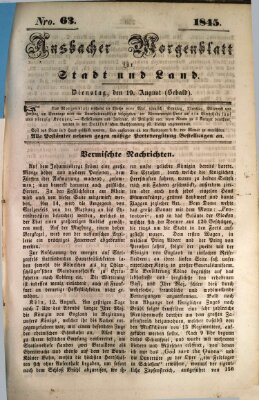 Ansbacher Morgenblatt für Stadt und Land (Ansbacher Morgenblatt) Dienstag 19. August 1845