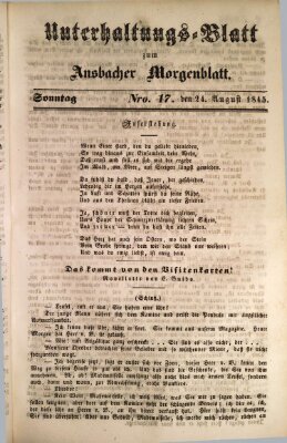 Ansbacher Morgenblatt für Stadt und Land (Ansbacher Morgenblatt) Sonntag 24. August 1845