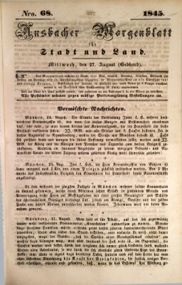 Ansbacher Morgenblatt für Stadt und Land (Ansbacher Morgenblatt) Mittwoch 27. August 1845