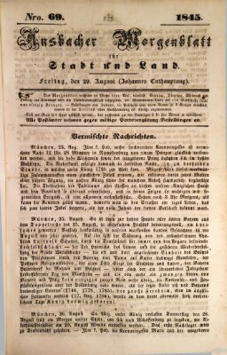 Ansbacher Morgenblatt für Stadt und Land (Ansbacher Morgenblatt) Freitag 29. August 1845