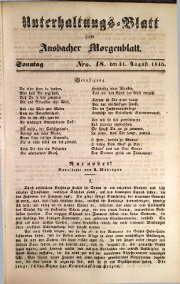 Ansbacher Morgenblatt für Stadt und Land (Ansbacher Morgenblatt) Sonntag 31. August 1845