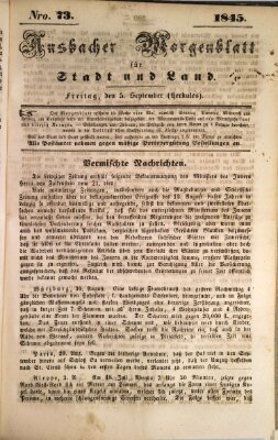 Ansbacher Morgenblatt für Stadt und Land (Ansbacher Morgenblatt) Freitag 5. September 1845