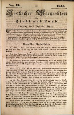 Ansbacher Morgenblatt für Stadt und Land (Ansbacher Morgenblatt) Sonntag 7. September 1845