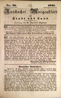 Ansbacher Morgenblatt für Stadt und Land (Ansbacher Morgenblatt) Freitag 26. September 1845