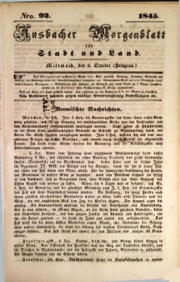 Ansbacher Morgenblatt für Stadt und Land (Ansbacher Morgenblatt) Mittwoch 8. Oktober 1845