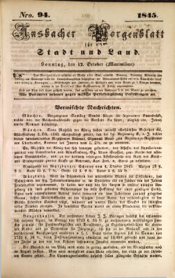 Ansbacher Morgenblatt für Stadt und Land (Ansbacher Morgenblatt) Sonntag 12. Oktober 1845