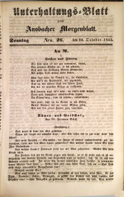 Ansbacher Morgenblatt für Stadt und Land (Ansbacher Morgenblatt) Sonntag 26. Oktober 1845