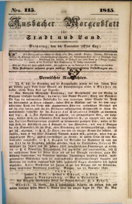 Ansbacher Morgenblatt für Stadt und Land (Ansbacher Morgenblatt) Dienstag 18. November 1845