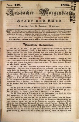 Ansbacher Morgenblatt für Stadt und Land (Ansbacher Morgenblatt) Sonntag 23. November 1845