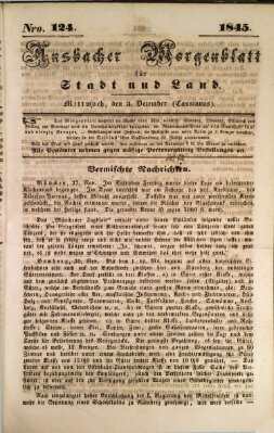 Ansbacher Morgenblatt für Stadt und Land (Ansbacher Morgenblatt) Mittwoch 3. Dezember 1845